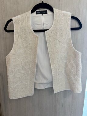 Zara Cream Open-Front Lightweight Vest